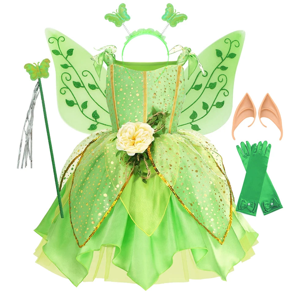 Girls Flower Fairy Princess Dress Costume for Summer Parties