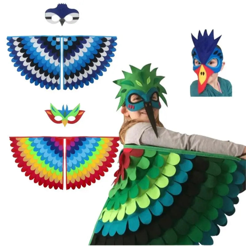 Bird Wings and Mask Costume Cape for Performances