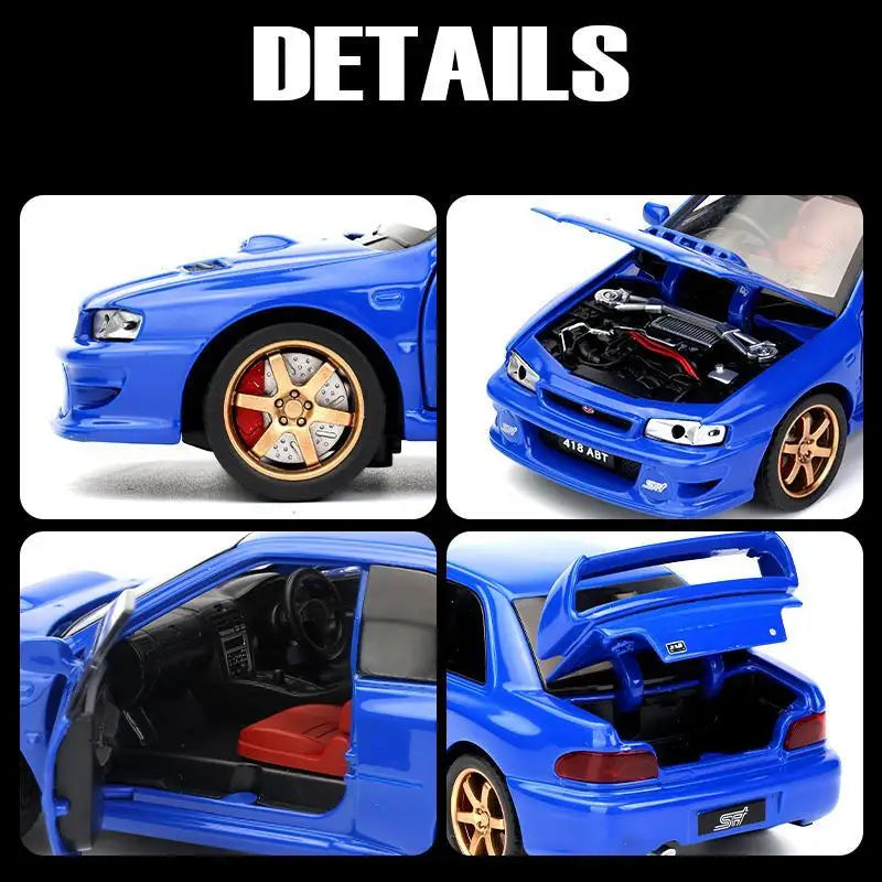 1/32 Subaru Impreza WRX 22B STI JDM Super Car Model Diecast Metal Vehicle Miniature Pull Back Display Collection Gift Boyfriend