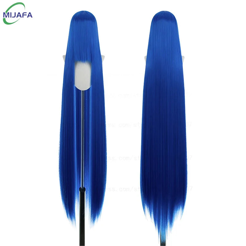 150cm Long Straight Cosplay Wig with Bangs Heat Resistant