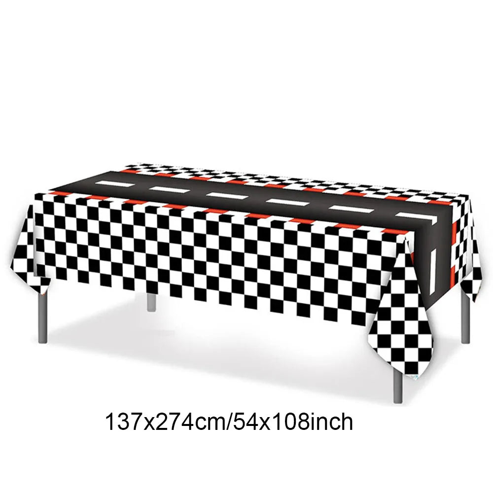 Racing Car Balloon Traffic Cone Balloon Tire Wheel Balloons Black White Checkered Race Car Theme Kids Birthday Party Decorations