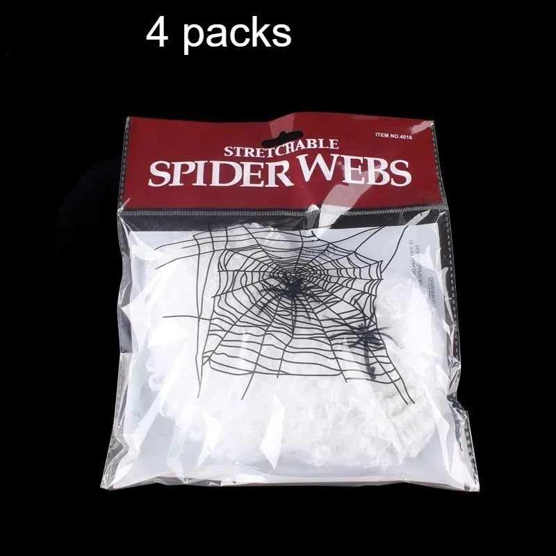 Stretchable Spider Webs with 2 Spiders Each,Party Supplies Halloween Cobweb Decorations for Haunted Houses, Room and Home Decor