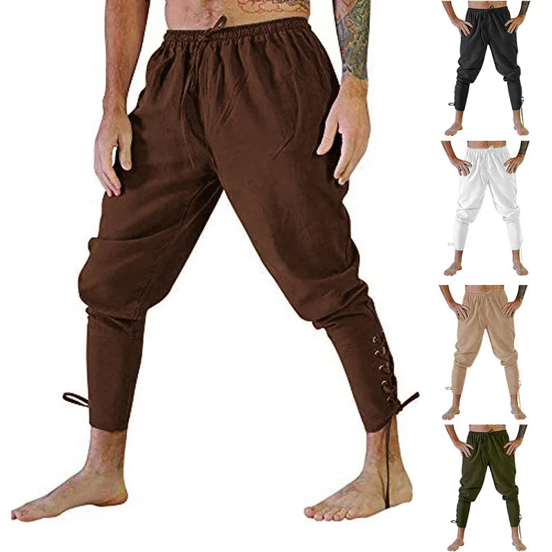 Medieval Pirate Renaissance Pants Lace-Up Costume Trousers