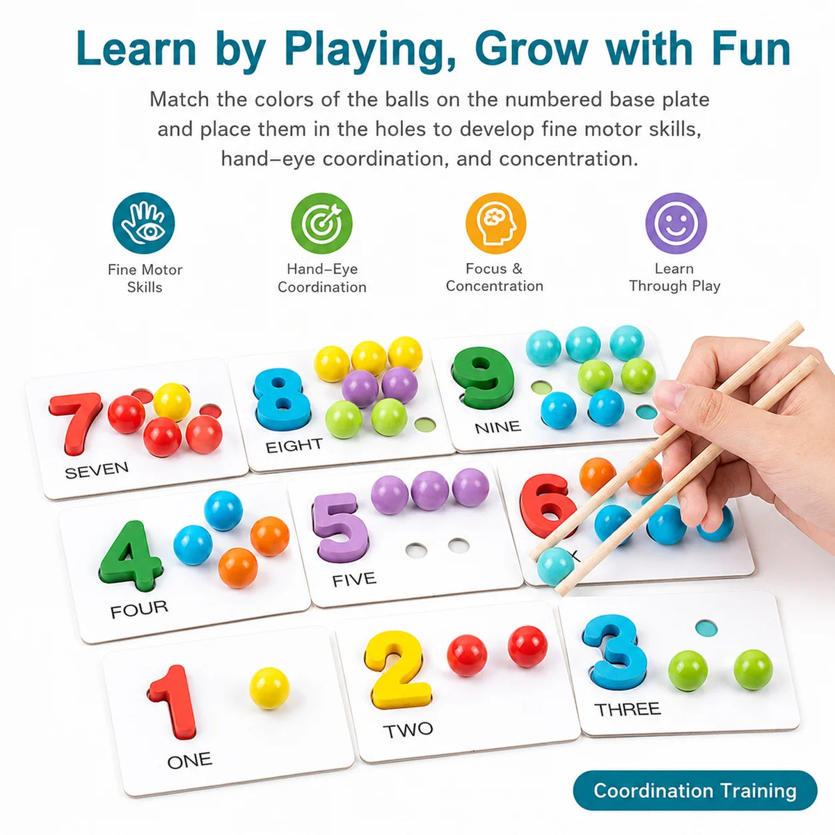 Montessori Math Teaching Aids for Children Baby Number Cognition Arithmetic Matching Educational Early Education Toys