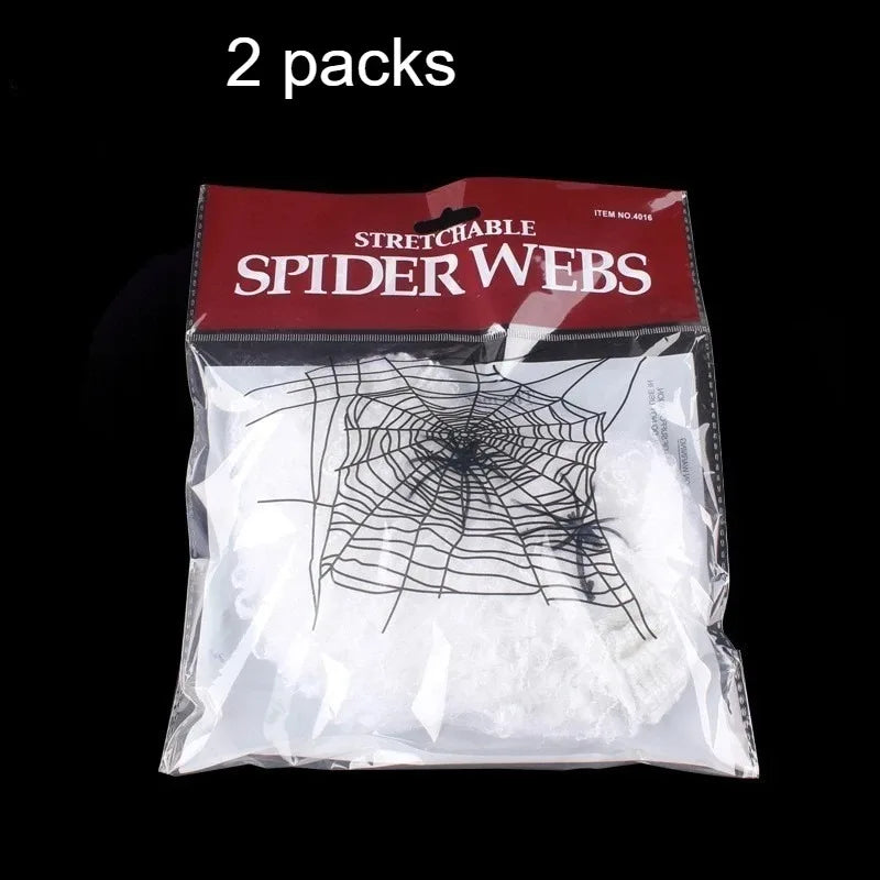Stretchable Spider Webs with 2 Spiders Each,Party Supplies Halloween Cobweb Decorations for Haunted Houses, Room and Home Decor