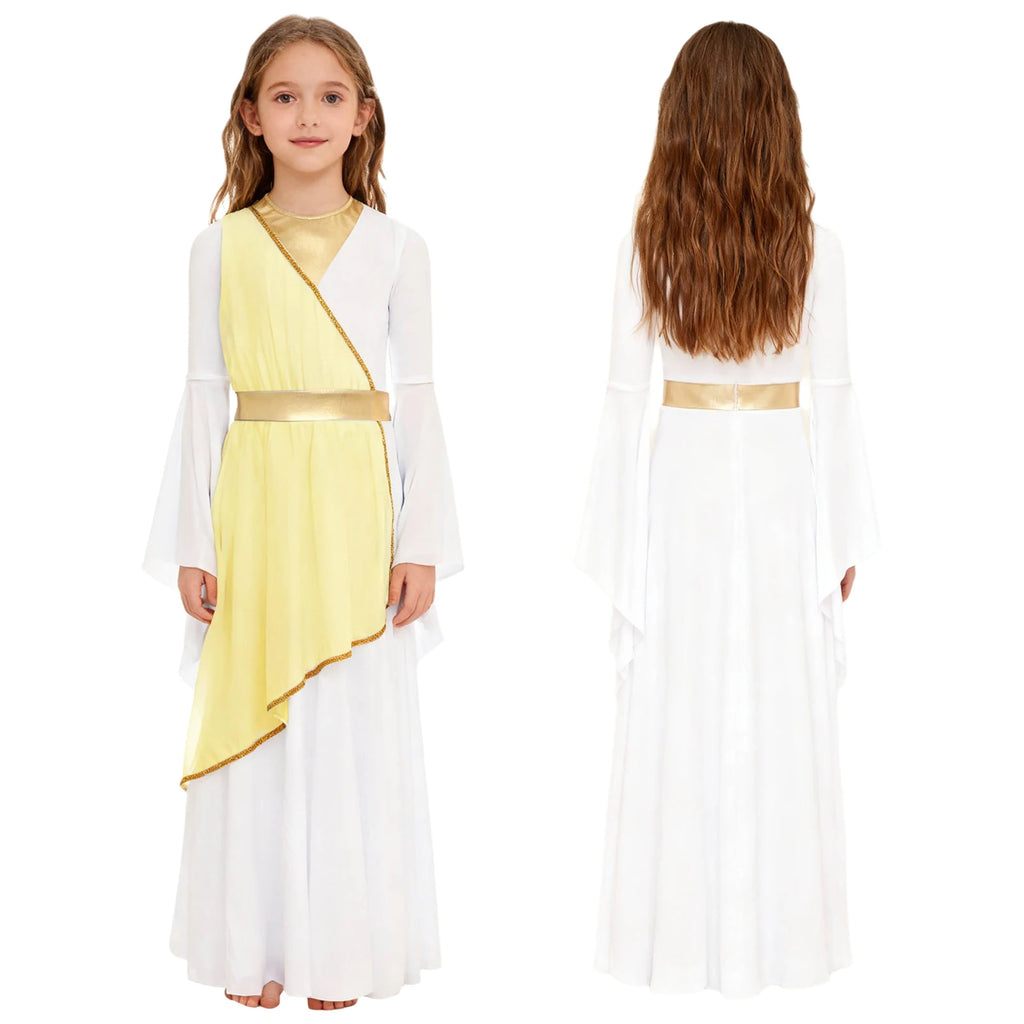 Girls Ancient Greek Goddess Toga Costume for Halloween