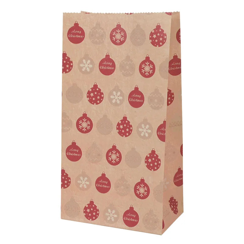 10pcs Kraft Paper Candy Cookie Bag Santa Claus Snowman Christmas Gift Packing Bags Xmas Navidad New Year Party Decor Supplies