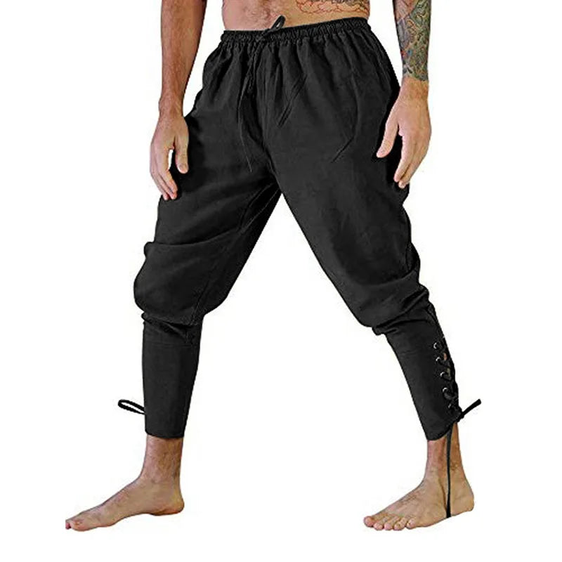 Medieval Pirate Renaissance Pants Lace-Up Costume Trousers