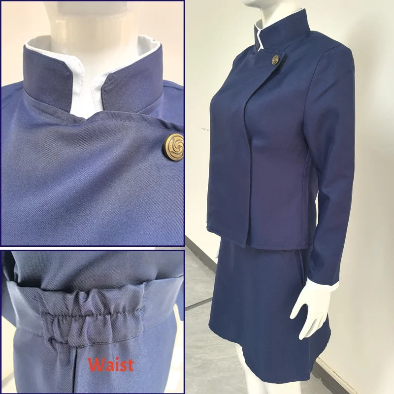 Anime-Inspired Cosplay Uniform Set with Wig, Glasses & Skirt