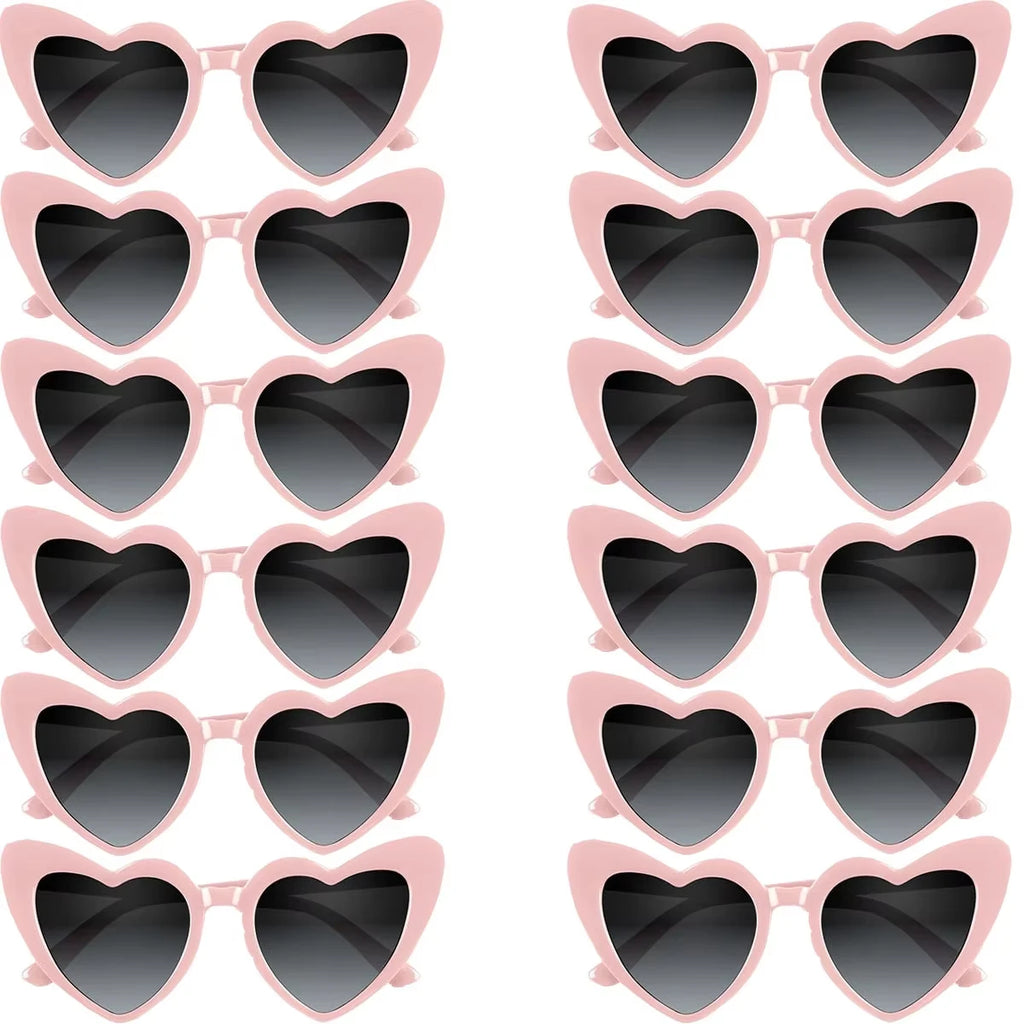 12-120Pcs Wedding Heart Sunglasses with Pen Personalised Heart Glasses Bachelorette Party Sunglasses for Wedding Party Favors