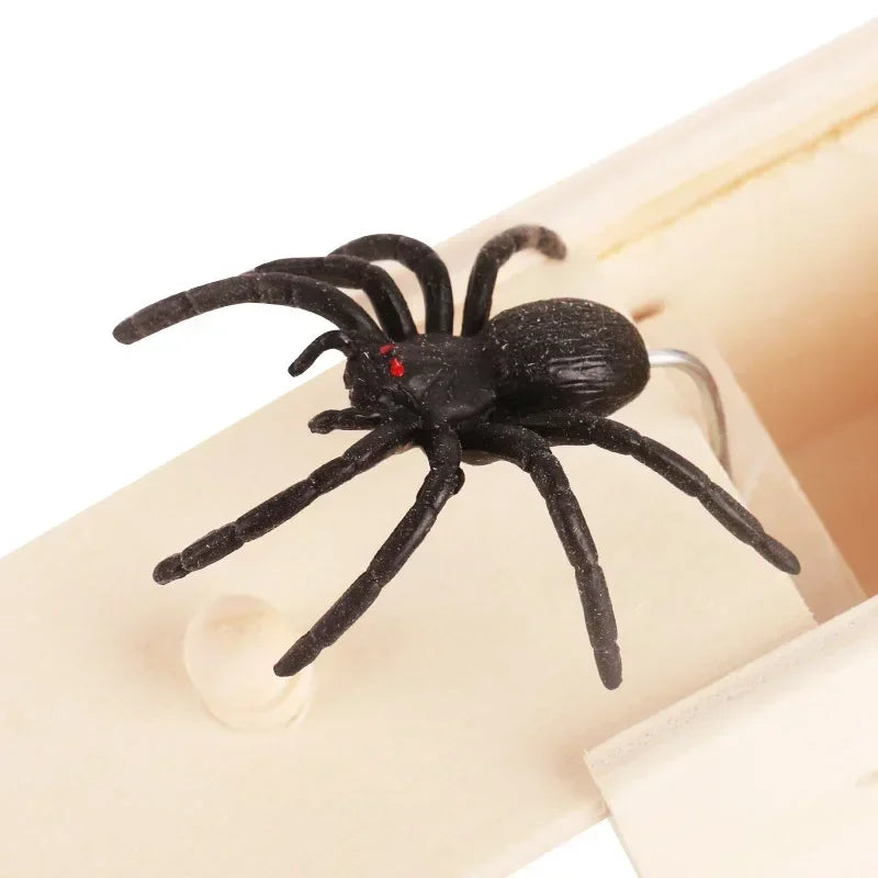 1PC New Trick Spider Funny Scare Box Wooden Hidden Box Prank Trick Horror Spiders Fun Game Halloween Party Decoration Gifts