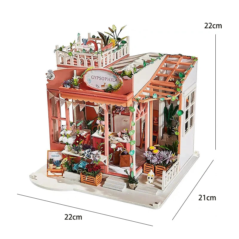 Mini Doll House Kit DIY Flower House Handmade 3D Puzzle Assembly Building Model Toys Home Bedroom Decoration with Furniture Gift