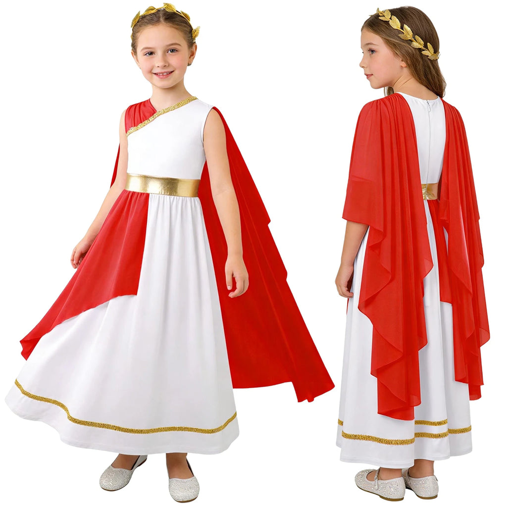 Girls Ancient Greek Goddess Toga Costume for Halloween