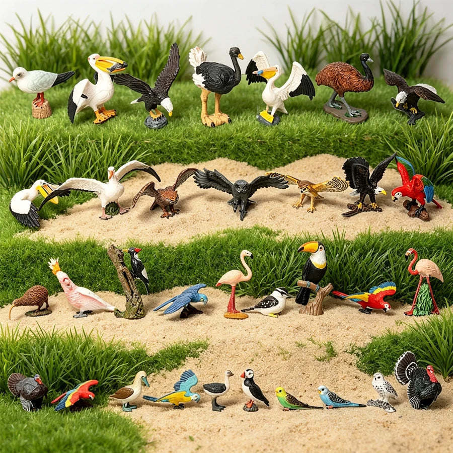 Wild Birds Animals Turkey Macaw Owl Eagles Ostrich Pelican Figurines Toy Animal Action Figure  Learning Education Birds Gifts