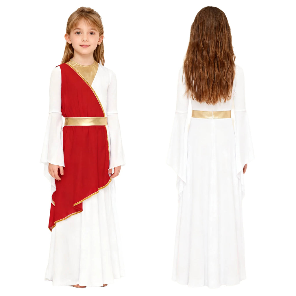 Girls Ancient Greek Goddess Toga Costume for Halloween