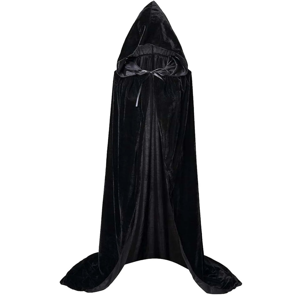 Halloween Pleuche Velvet Cloak Cape Hooded Medieval Costume Witch Wicca Vampire Halloween Cosplay Costume Cape for Christmas
