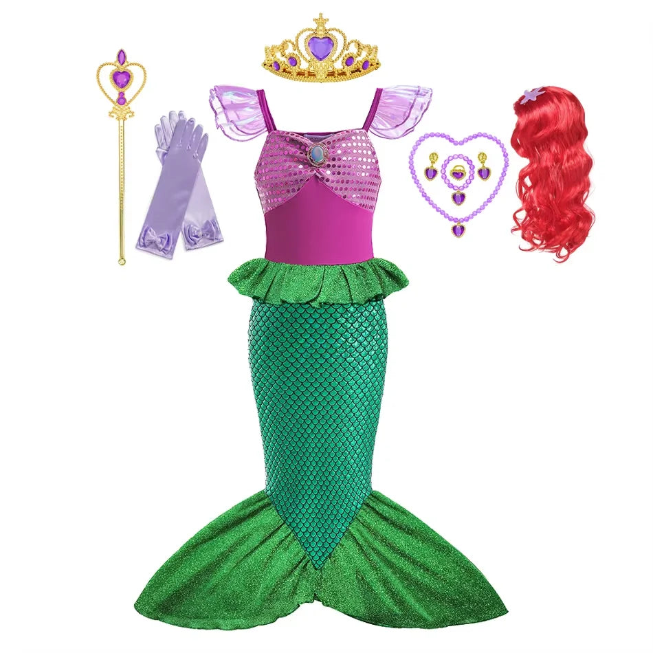 Girls Mermaid Princess Costume Dress for Carnival & Parties