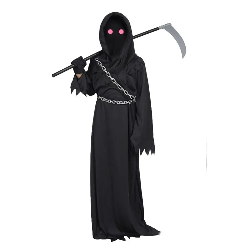 Kids Grim Reaper Ghost Costume with Scythe & Chain