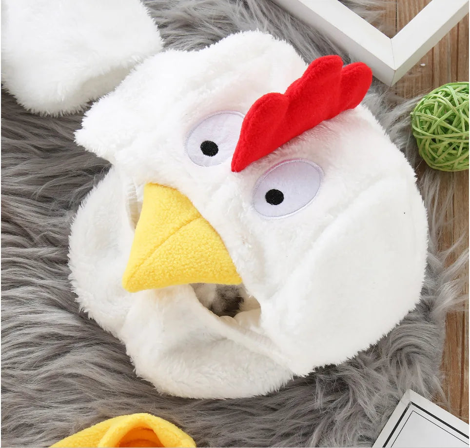 Baby Cluckin Chick Costume for Boys Girls Infant Fleece Rompers Jumpsuit with Shoes Halloween Easter Fancy Dress 6M 12M 18M