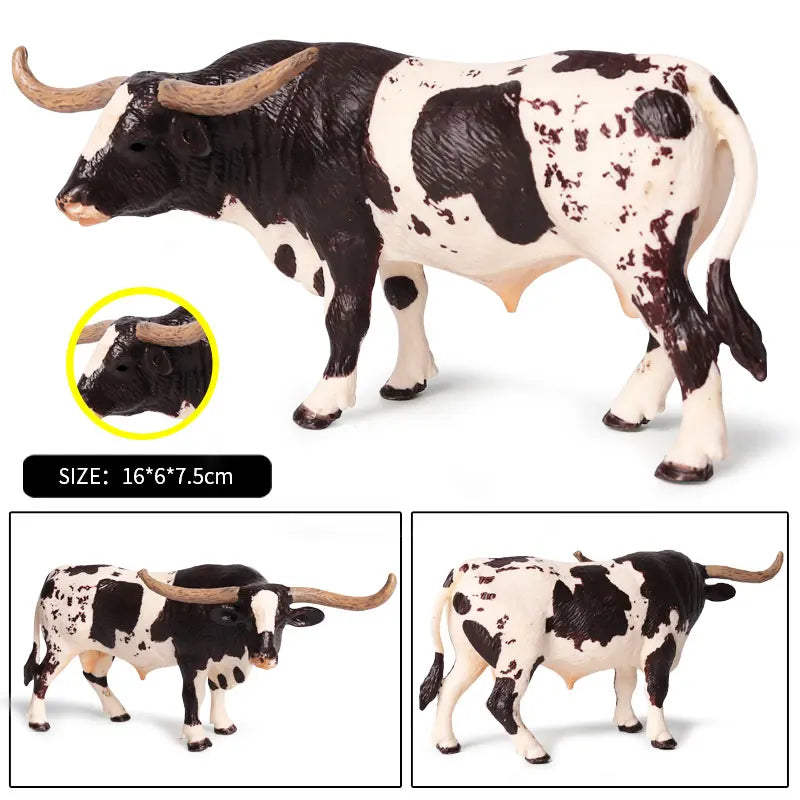 Oenux Farm Animals Bullfighting Cowboy Simulation Poultry Cattle Calf Bull OX Action Figures Collection Pvc Model Toy Kids Gift