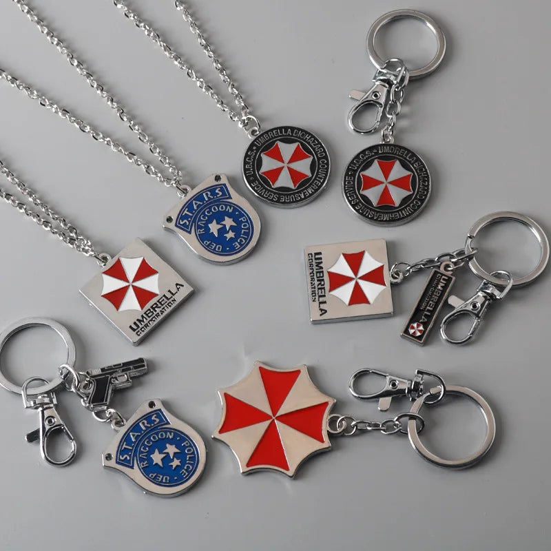 Raccoon Umbrella Pendant Keychain Metal Costume Accessory