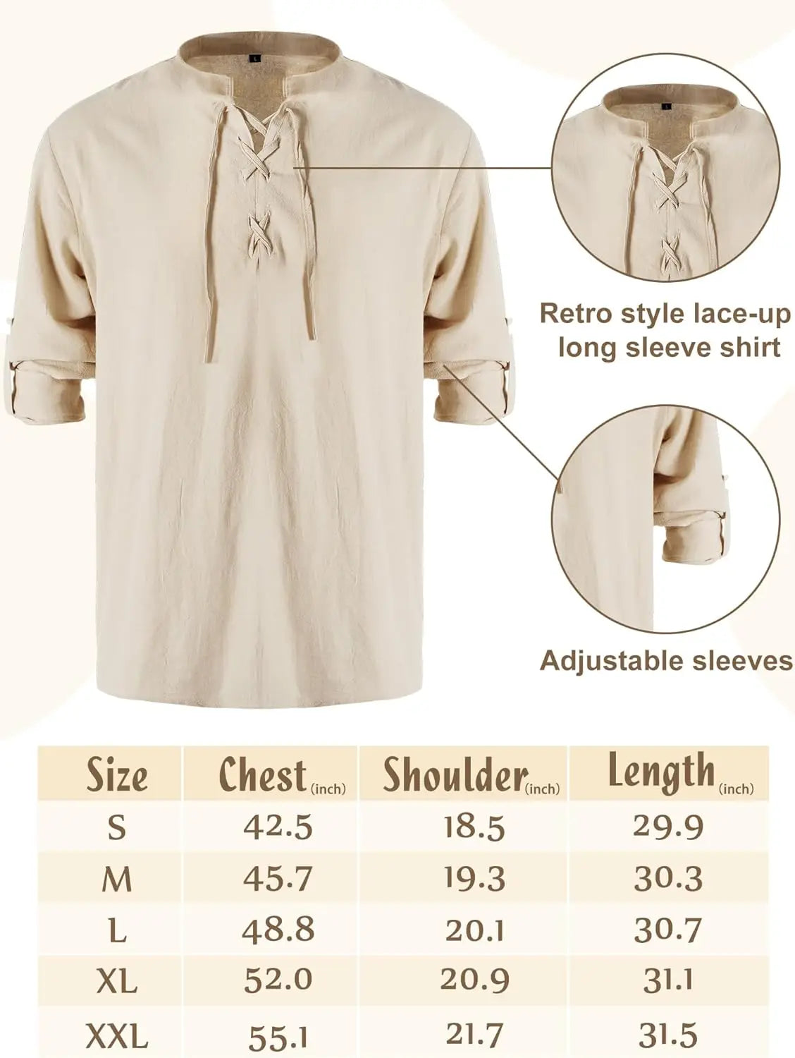 Men's Renaissance Costume Set with Shirt, Pants & Belt
