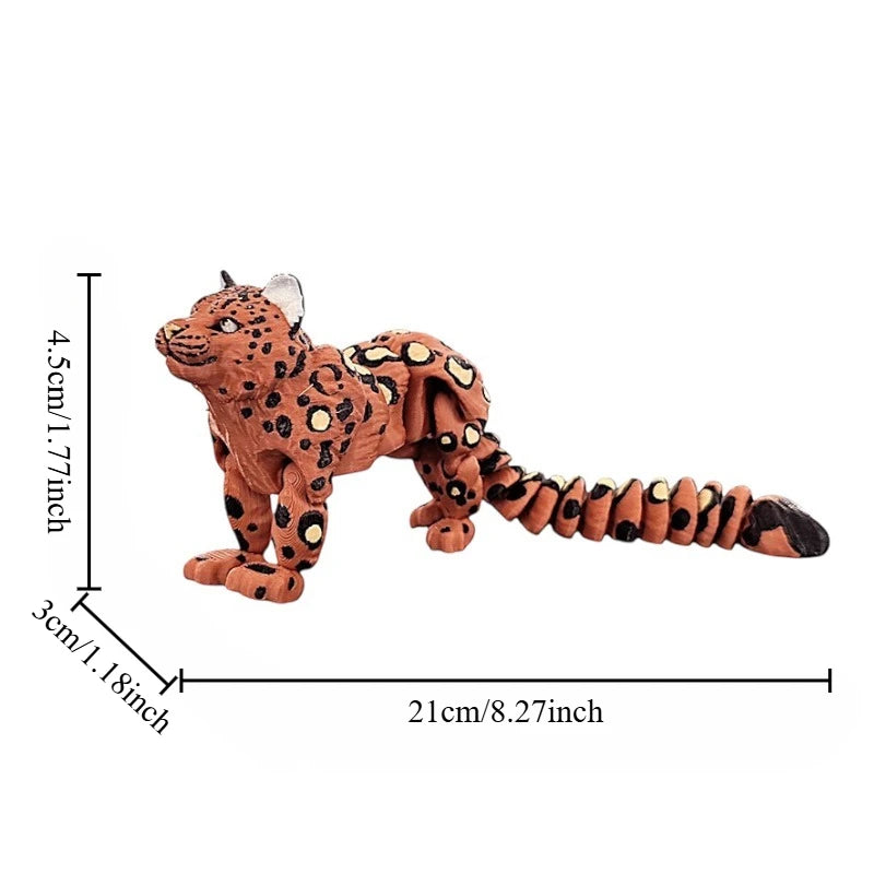 3D Printed Snow Leopard Model Simulation Multi-joint Movable Wild Animals Figurines Miniatures Home Decoration Crafts Figurines