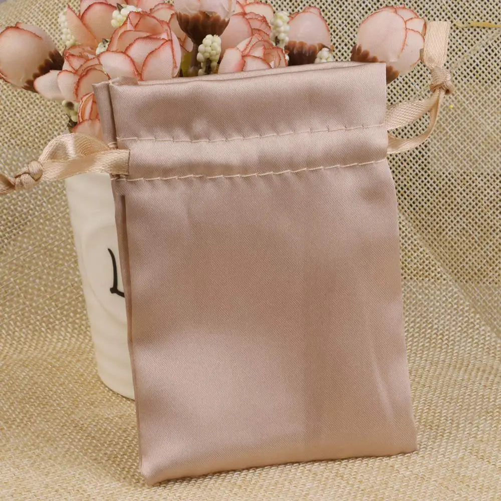10/25/50pcs/lot Silk Jewelry Gift Bag Satin Drawstring Pouch For Wedding Party Candy Bag Luxury Jewelry Packing