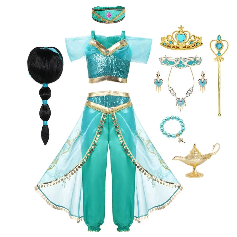 Girls Arabian Princess Costume, Top and Pants Set