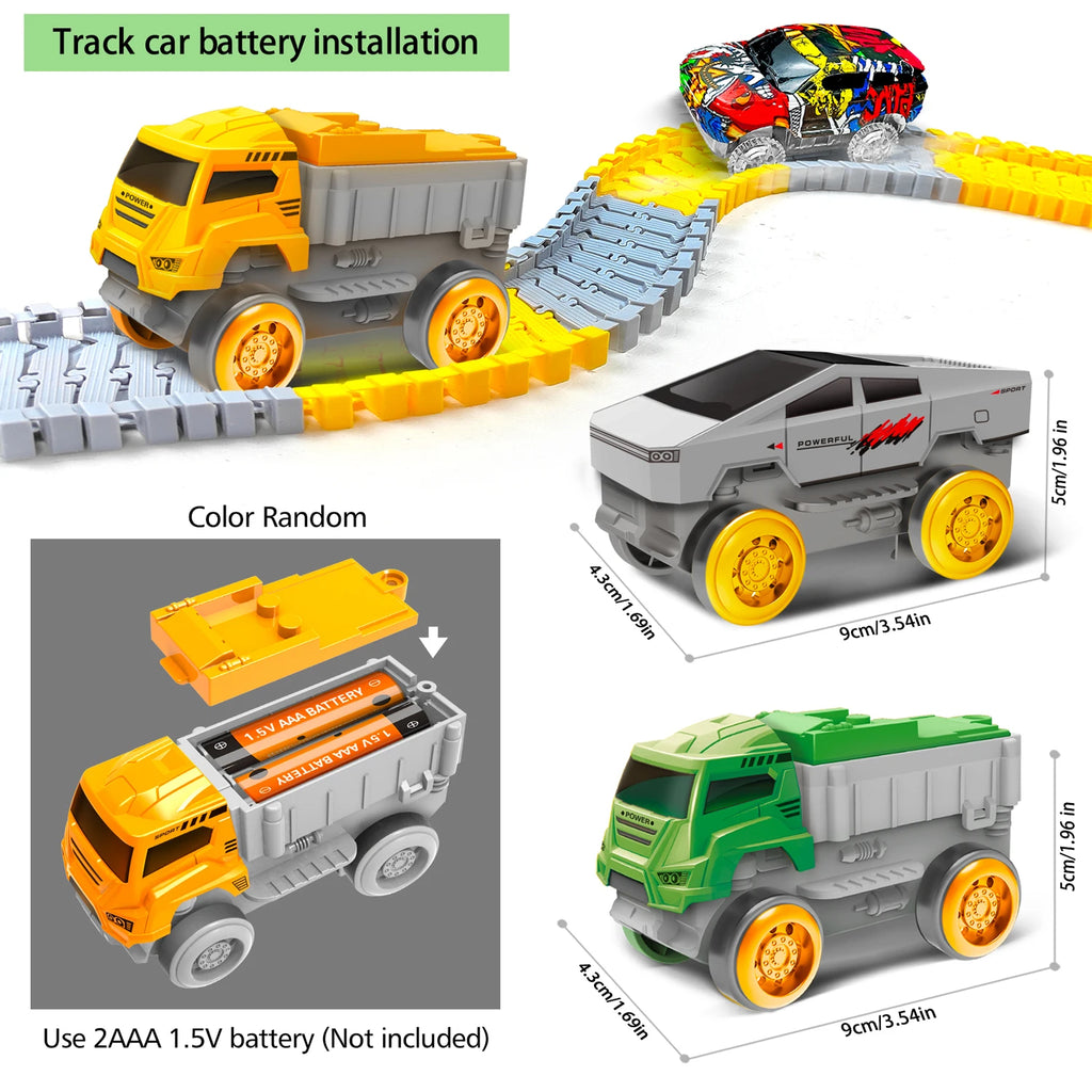 Children Electric Track Toy Car Engineering Minin Car Set Kids Puzzle Boy Toys Track Car Anti-gravity Track Train Gift for Kid