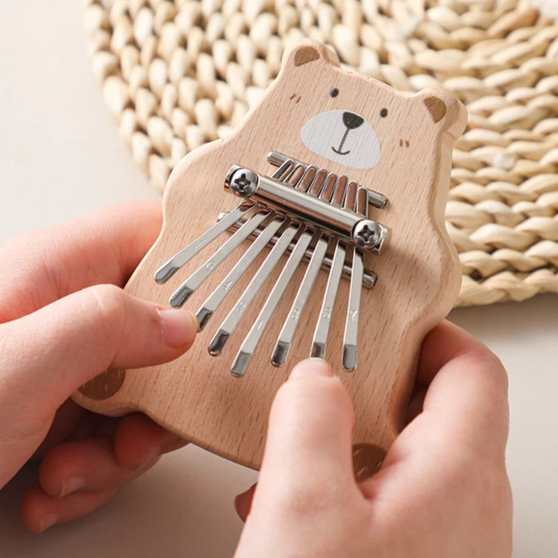 8Key Mini Kalimba Exquisite Finger Piano Baby Montessori Toys Cartoon Bear Thumb Piano Portable Marimba Musical Pendant Toy Gift