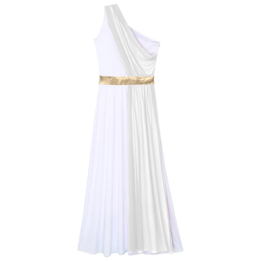 Women's Greek Goddess Toga Costume Dress with Tulle and Chiffon