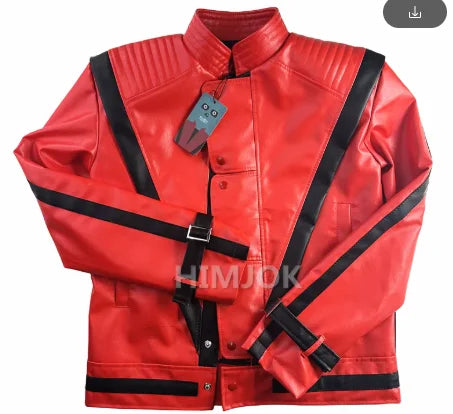 Red Leather-Style Jacket Costume for Halloween & Cosplay