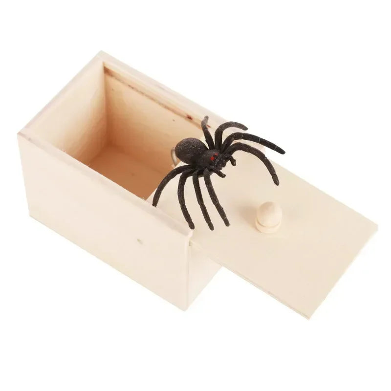 1PC New Trick Spider Funny Scare Box Wooden Hidden Box Prank Trick Horror Spiders Fun Game Halloween Party Decoration Gifts