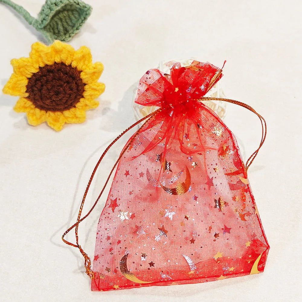 25/50/100pcs Moon Star Organza Gift Bag Multicolor  Jewelry Gifts Pouches For Wedding Party Candy Bag  Jewelry Packing  Wholesal