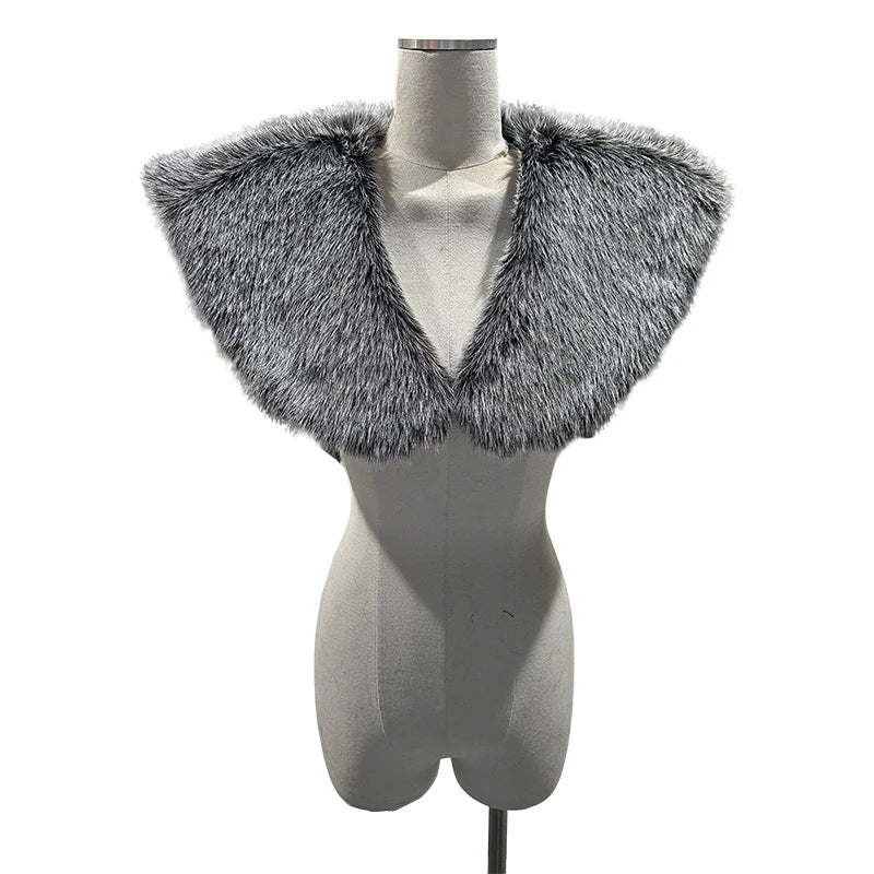 Medieval Faux Fur Shoulder Cloak Cape for Halloween & Cosplay