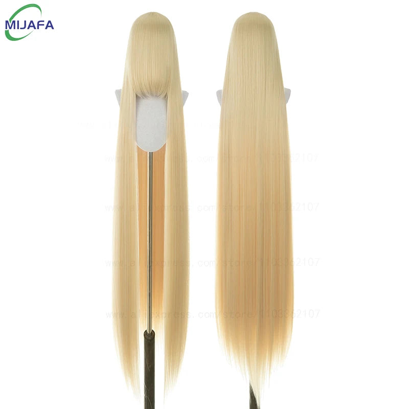 150cm Long Straight Cosplay Wig with Bangs Heat Resistant