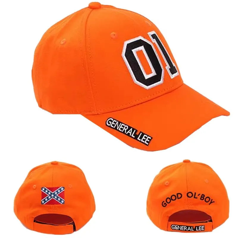 Orange Embroidered Cotton Baseball Cap Adjustable Costume Hat