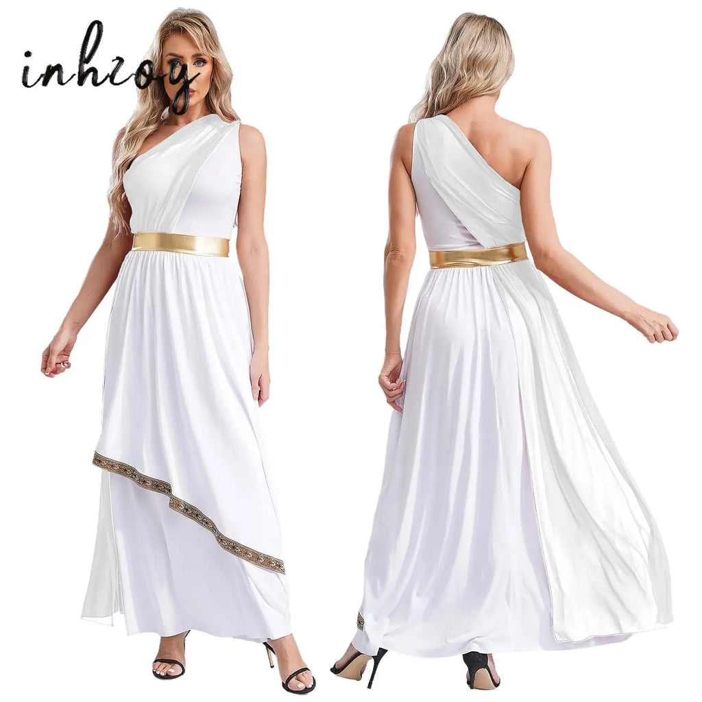 Women's Greek Goddess Toga Costume Dress with Tulle and Chiffon