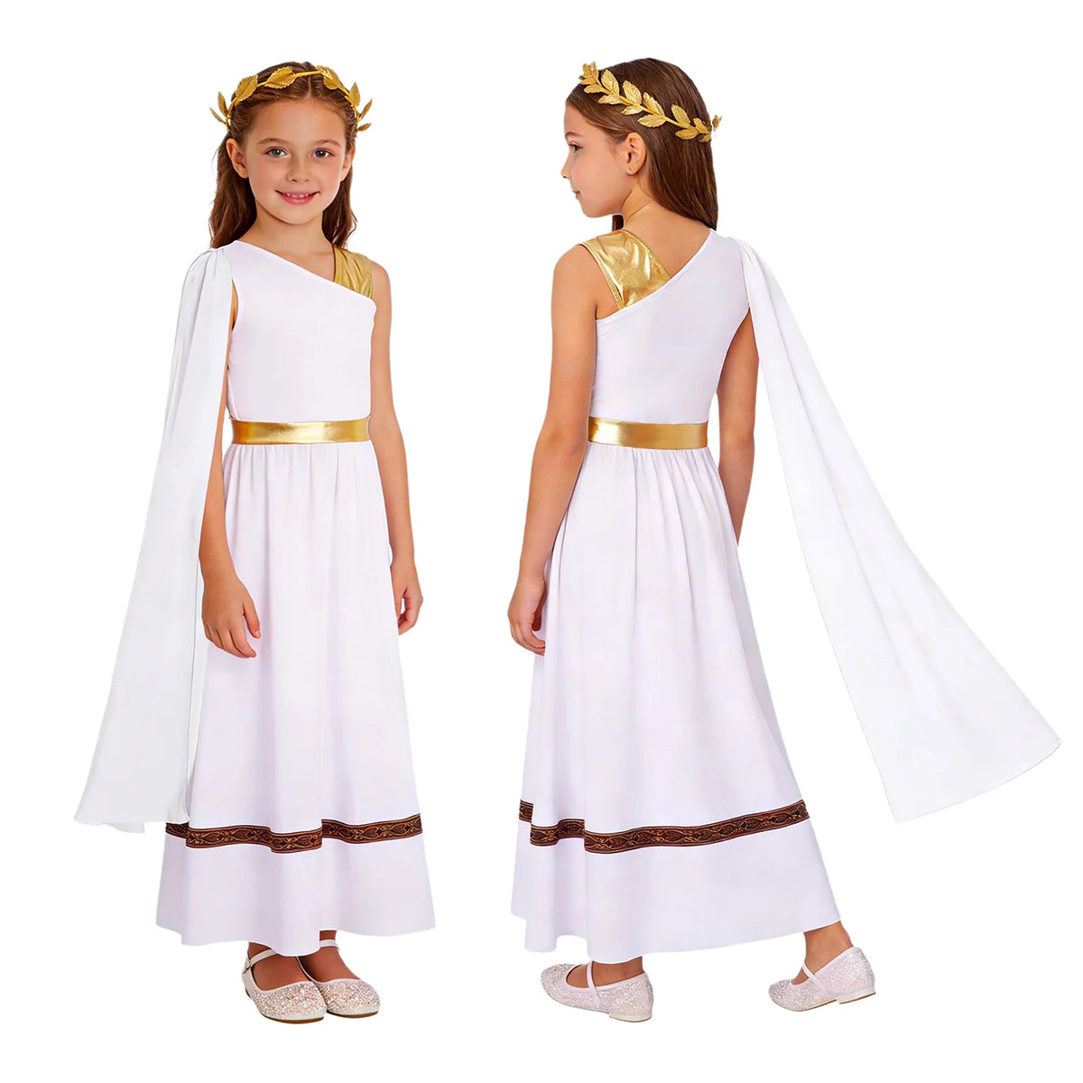 Girls Ancient Greek Goddess Toga Costume for Halloween
