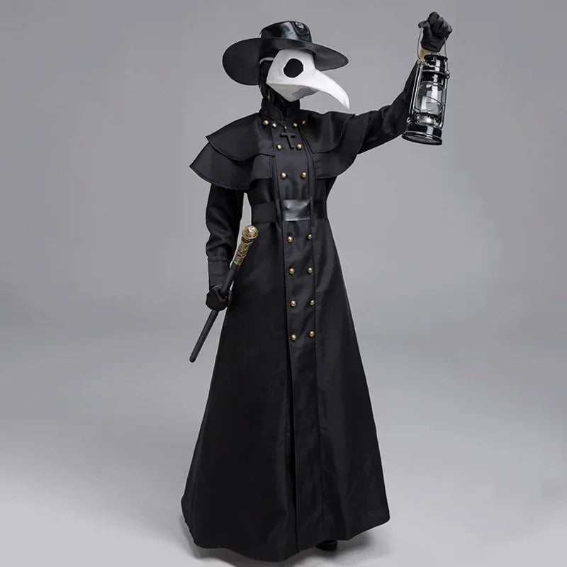 Men's Medieval Hooded Cloak Costume with Mask & Hat