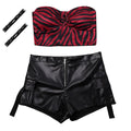Women’s Zebra Print Punk Cosplay Costume with Cargo Shorts