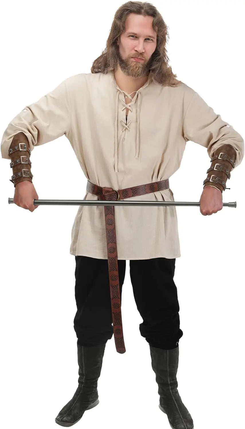 Men's Renaissance Costume Set with Shirt, Pants & Belt