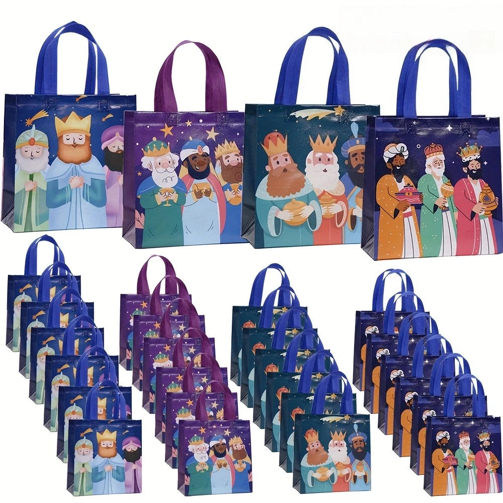 4/8/12Pcs Spain Three Kings Snowy Gift Wrapping Bags for Sweets Luxury Bags Festive Treat Candy Party Favor Tote