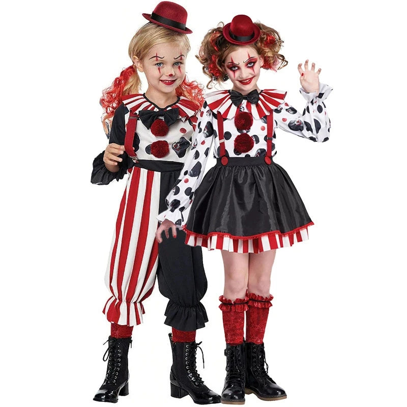 Girls Harlequin Clown Jester Costume 4–10 Years