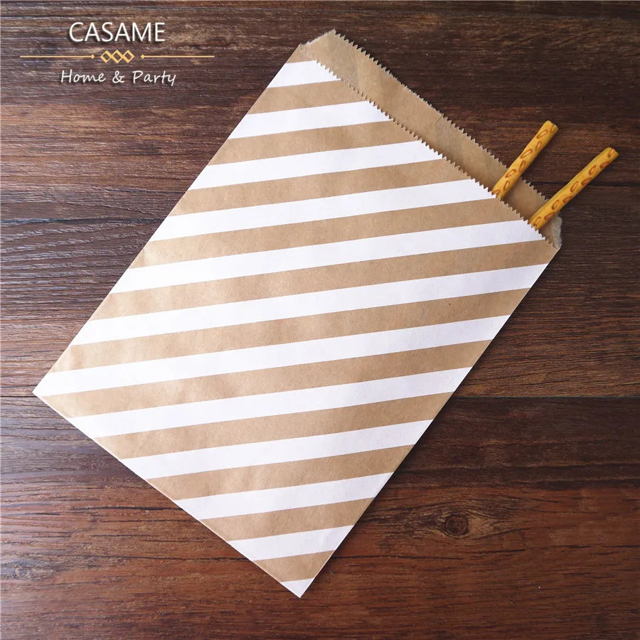 50pcs/ Lot treat candy bag high quality Party Favor Paper Bags Chevron Polka Dot Stripe Printed Paper craft Bags Bakery Bags