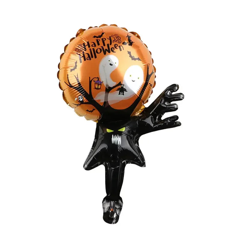 12pcs Halloween Mini Pumpkin Ghost Balloons Bat Spider Witch Monster Head Foil Balloon Globos Halloween Party Supplies