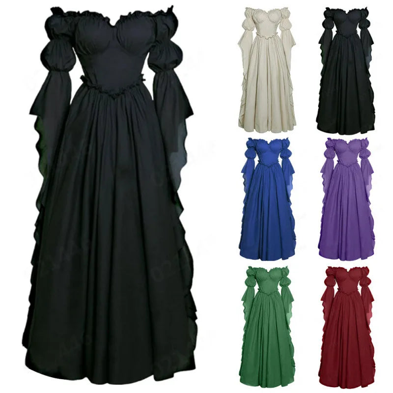 Women’s Medieval Court Dress Retro Long Cosplay Costume