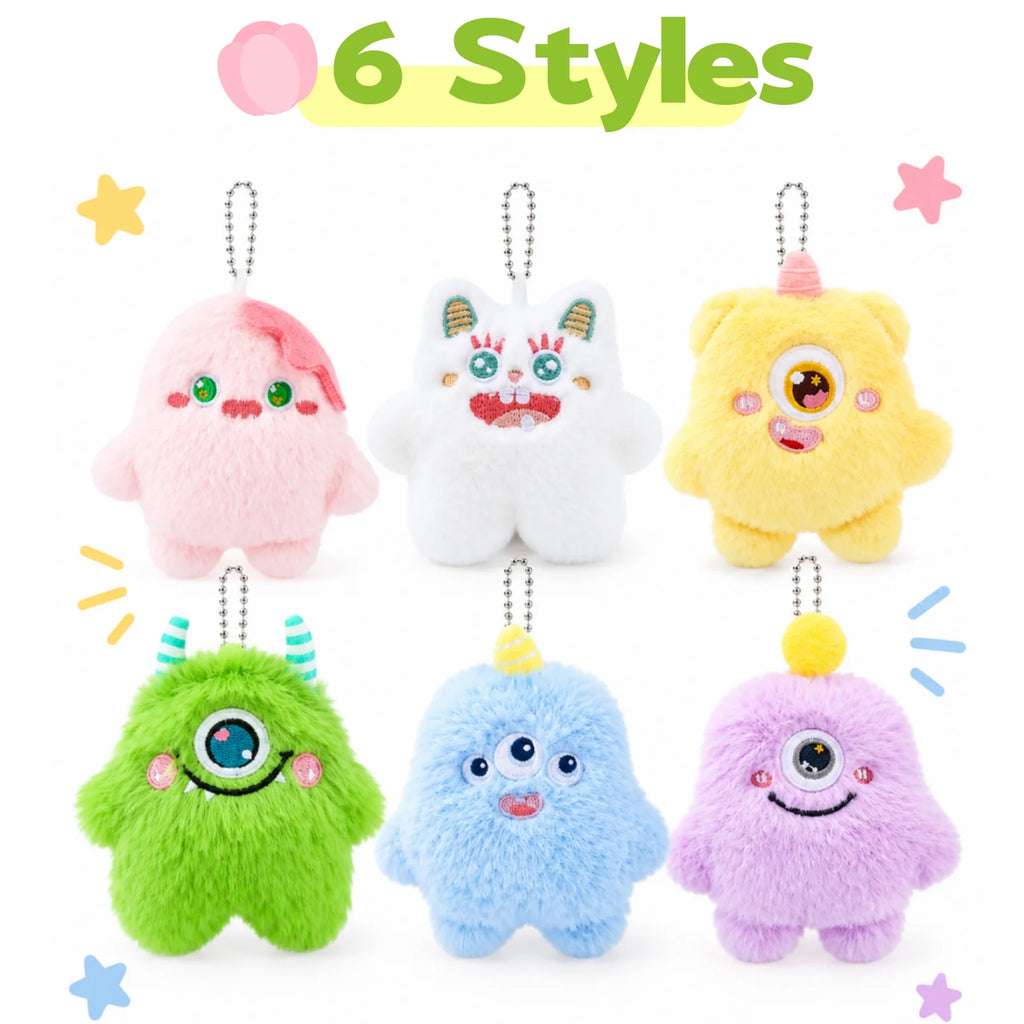 12-60Pcs Halloween Mini Plush Keychain Bulk Cute Monster Stuffed Animal Party Favors Kids Birthday Gifts Goodie Bag Stuffers