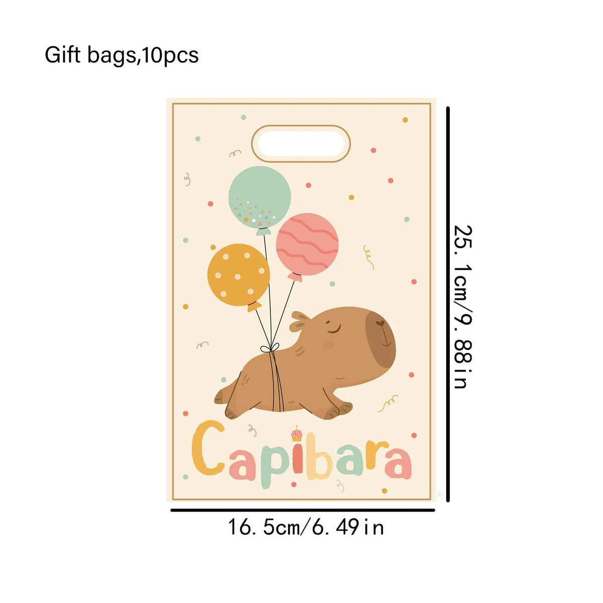10pcs Animal Theme Cute Capybara Pattern Handbag Boys and Girls Birthday Party Candy Biscuit Present Bag Decor Supplies